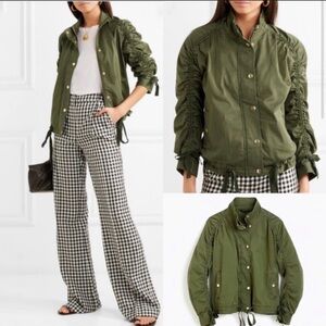 J. Crew Olive Army Green Ruched Sleeve  Utility Field Jacket Size Women’s Medium